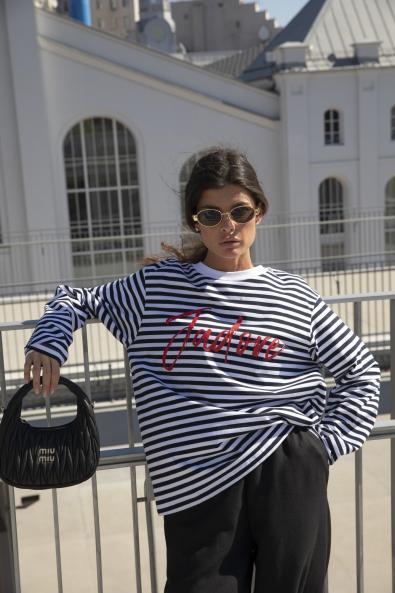 Лонгслив в полоску с принтом MG-SS23-0634