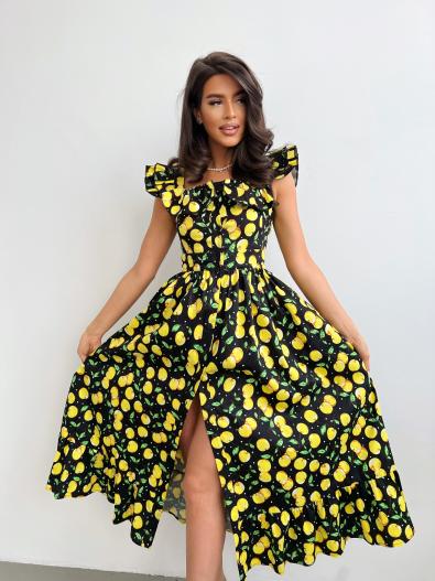 Платье средней длины Вишни Yellow MG-SS23-0583